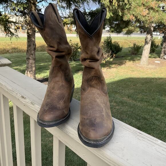 Durango RD542 Women's size 8.5 M 11" Slouch Western Boot Distressed Tan Cowgirl - Picture 2 of 16